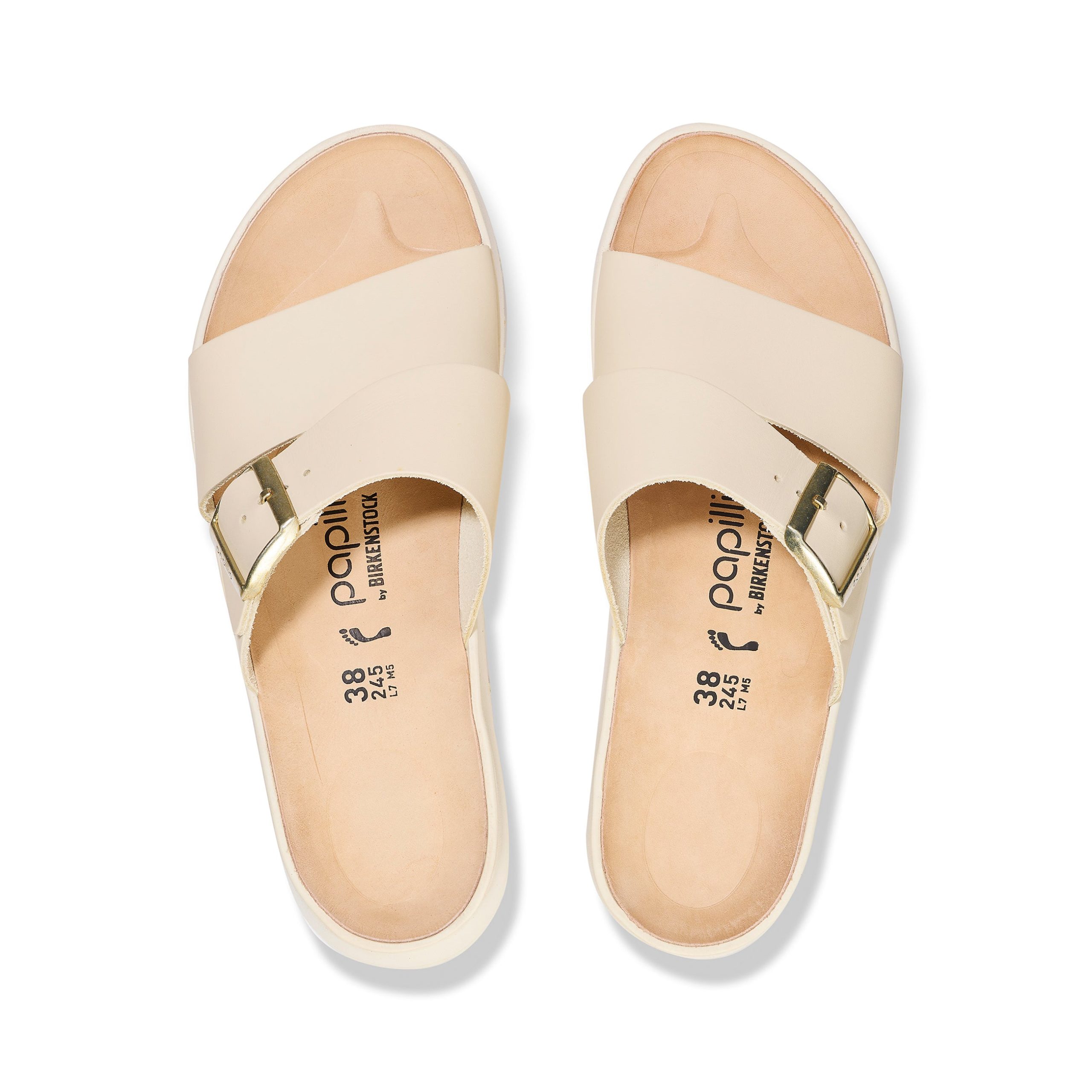 Almina Exquisite Platform Wedge Ecru Smooth Leather - Image 3