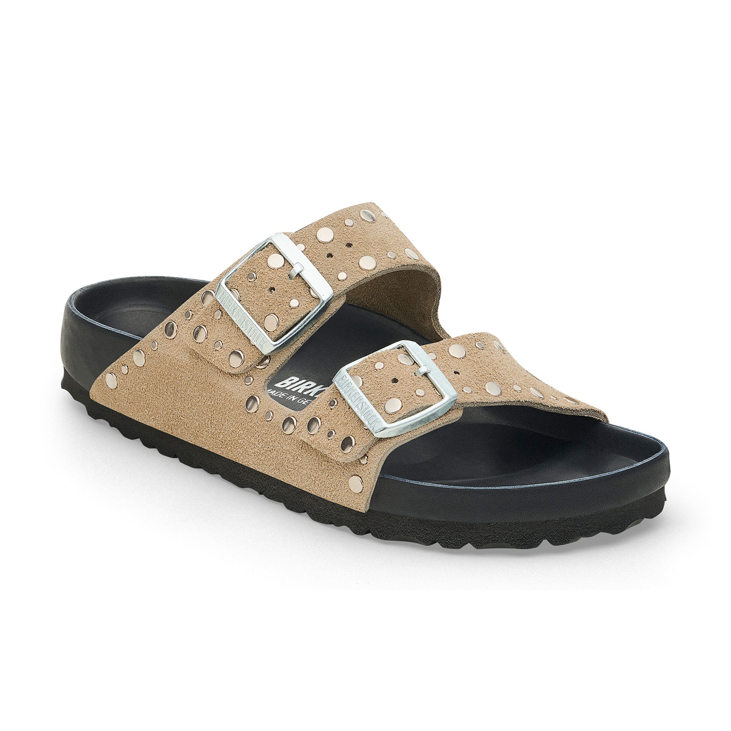 Arizona Exquisite Rivets Taupe Suede Leather