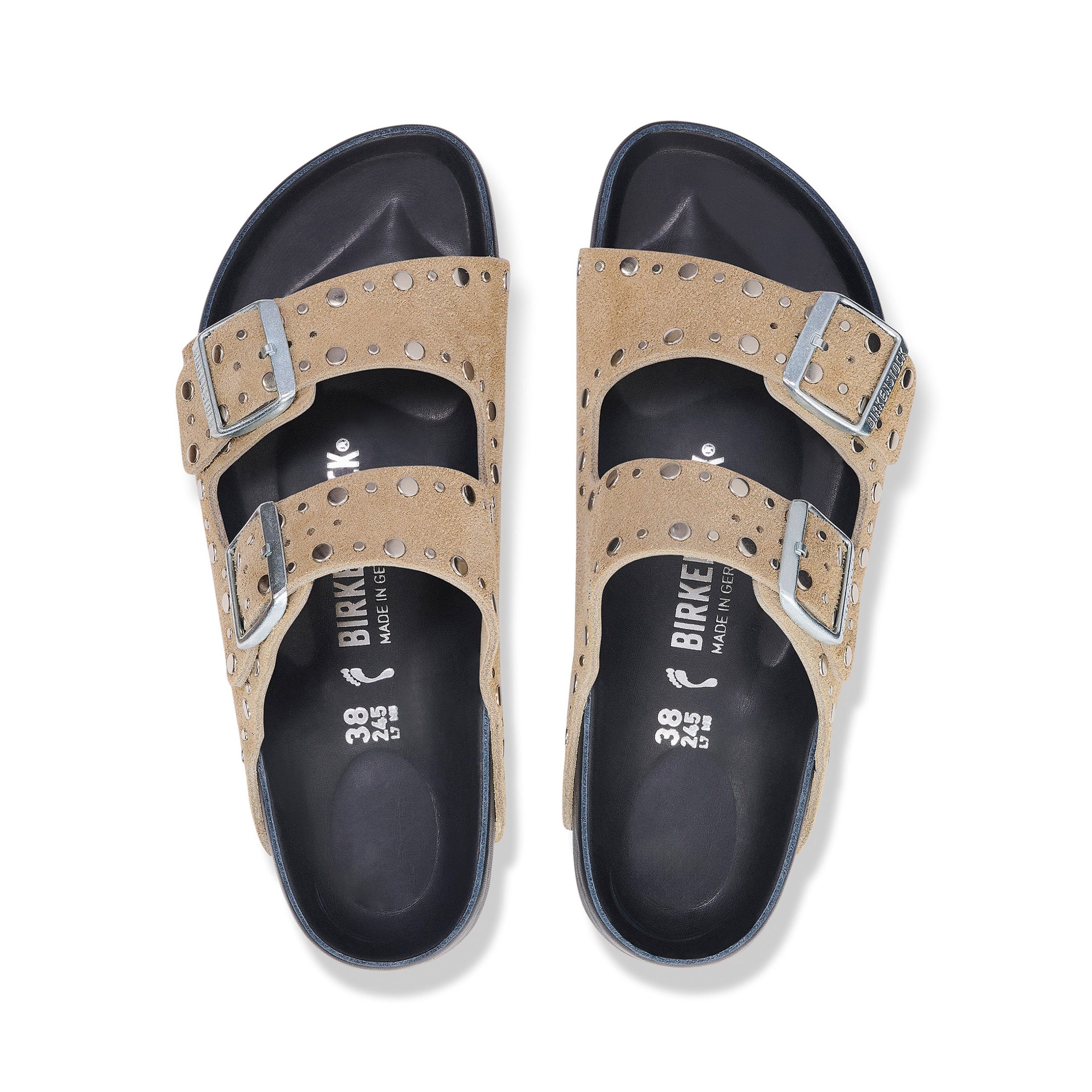 Arizona Exquisite Rivets Taupe Suede Leather - Image 3