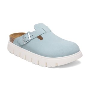 Boston Chunky Baby Blue Suede Leather