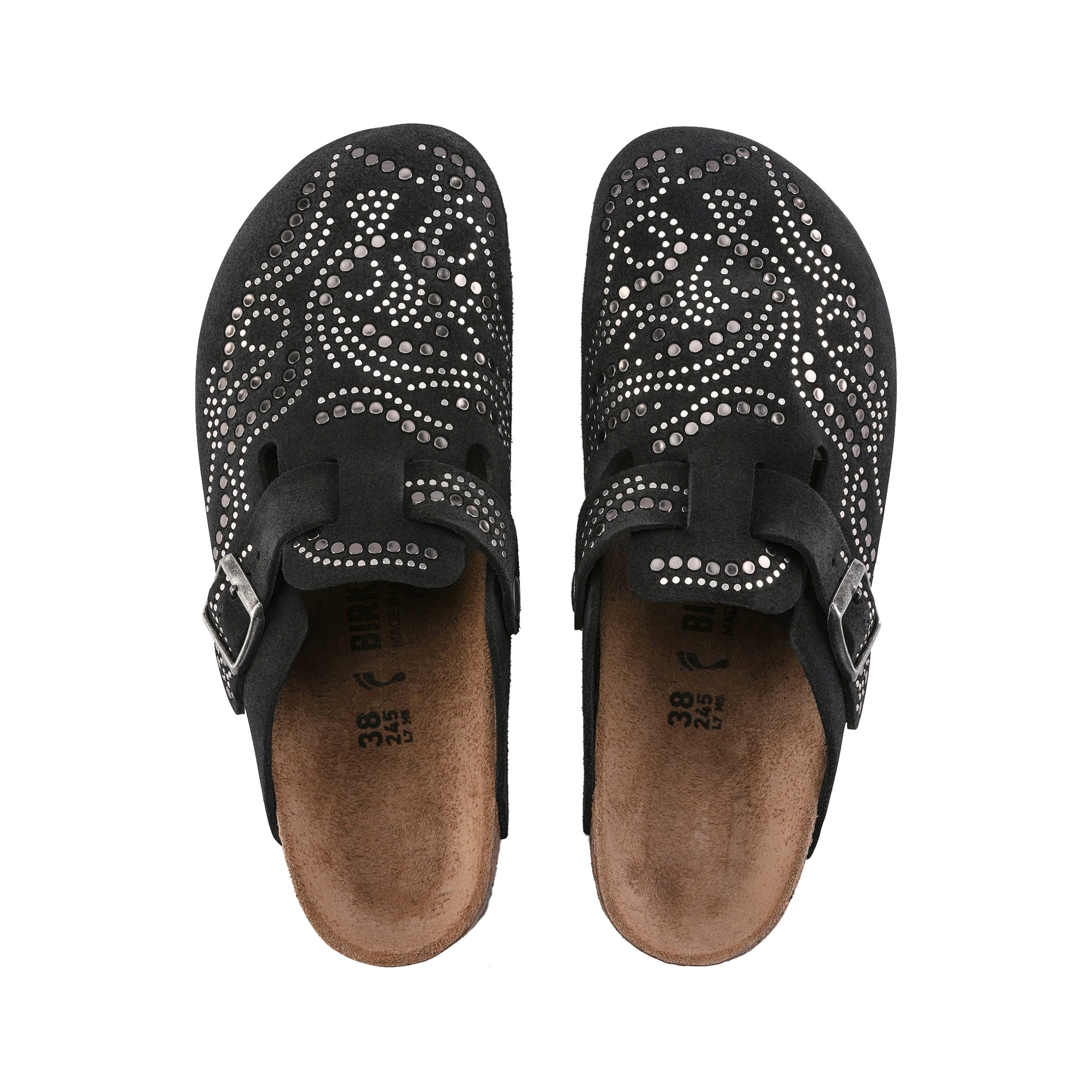 Boston Injected Rivets Black Suede Leather - Image 3