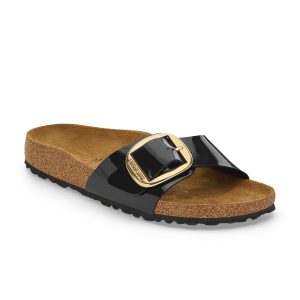 Madrid Big Buckle Patent Black/Gold Birko-Flor
