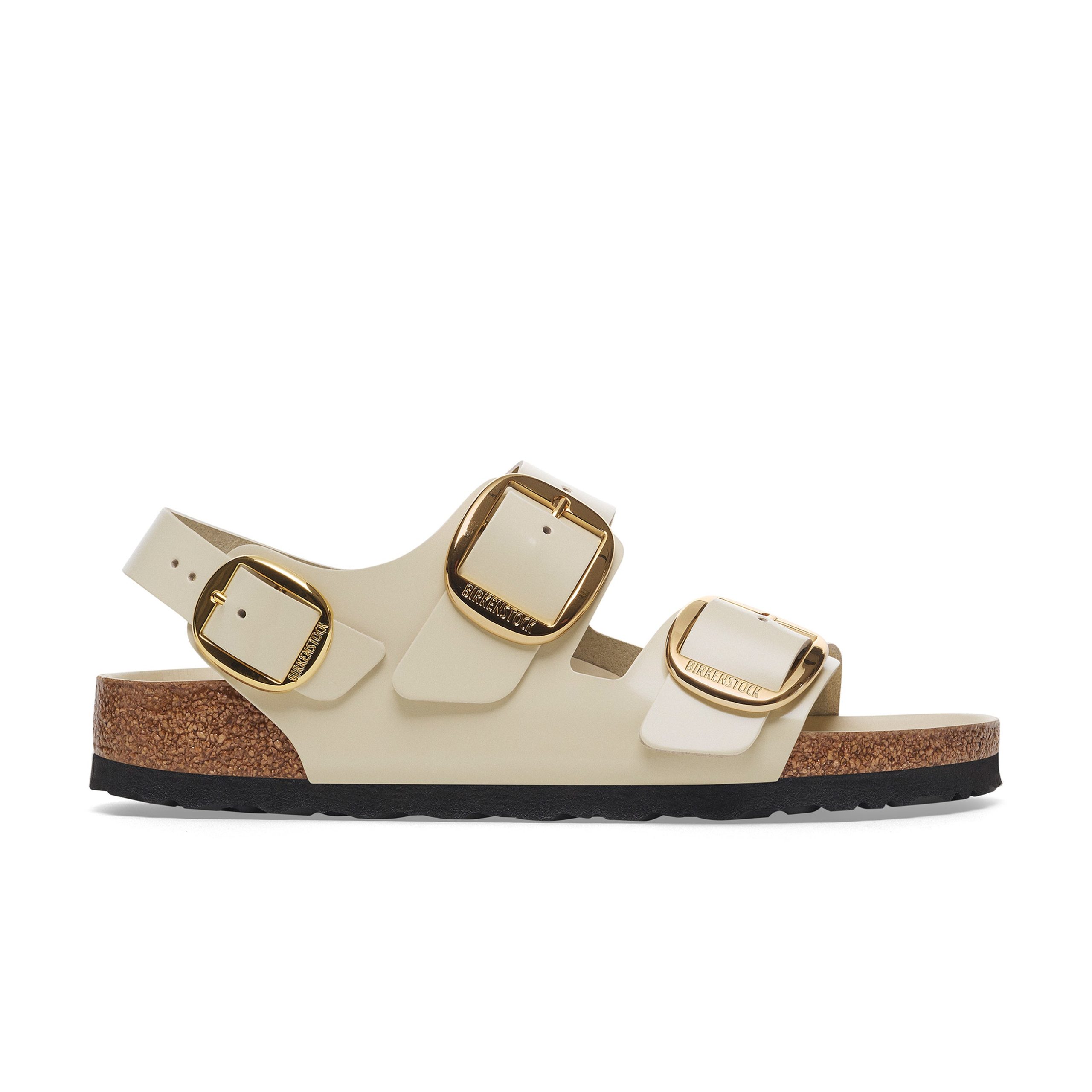 Milano Big Buckle High Shine Ecru Natural Leather Patent - Image 2