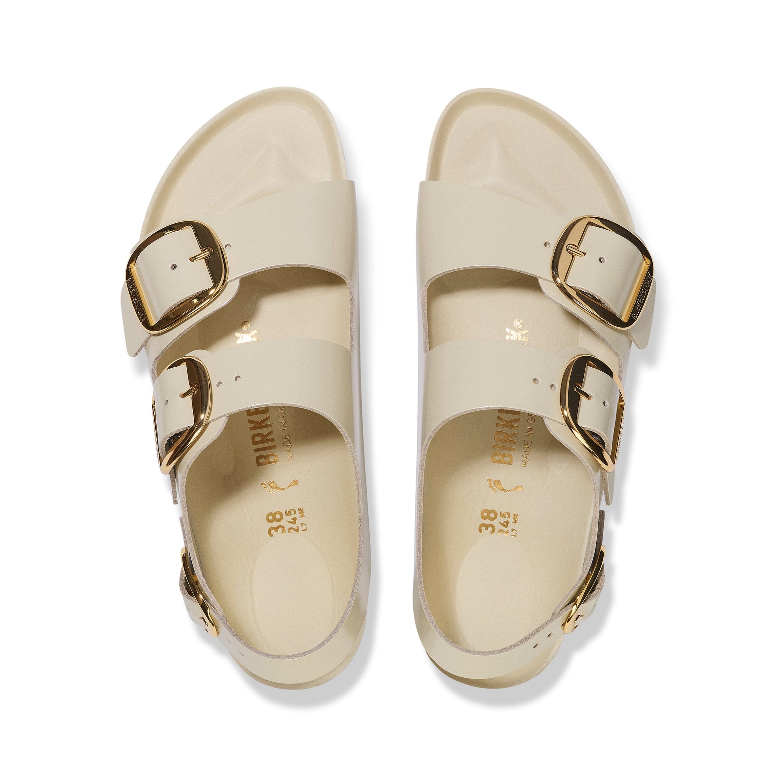 Milano Big Buckle High Shine Ecru Natural Leather Patent - Image 3